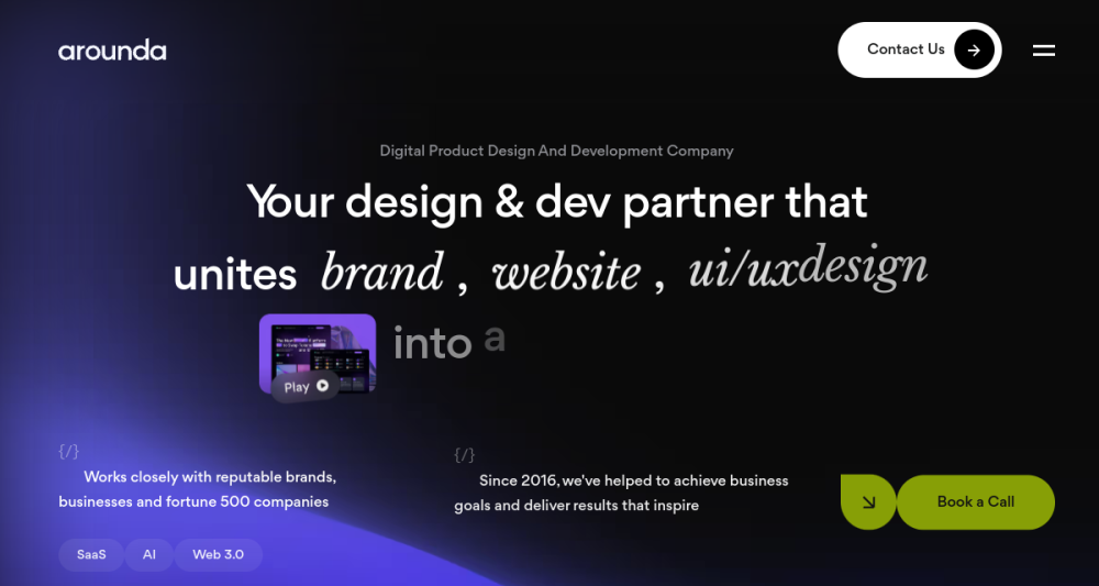Screenshot of the Arounda website homepage