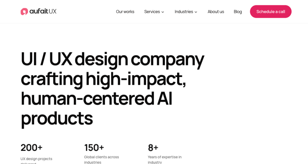 Screenshot of the Aufait UX website homepage