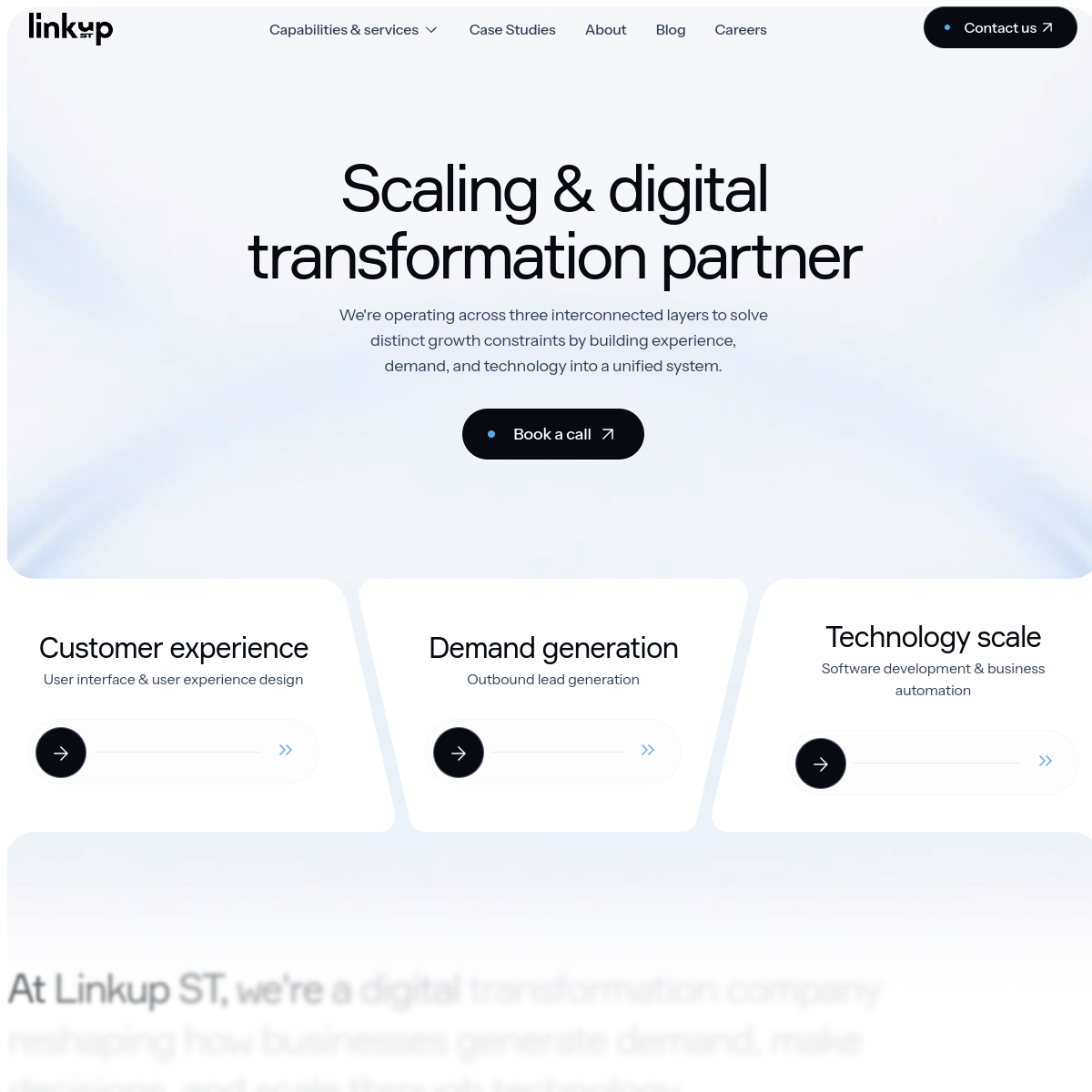 Screenshot of the Linkup Studio website homepage