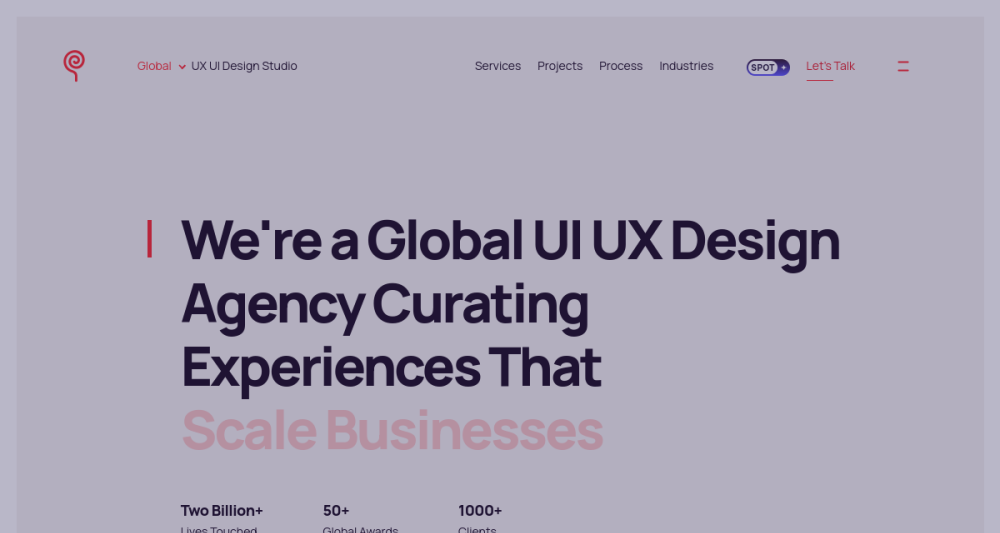 Screenshot of the Lollypop Design Studio website homepage