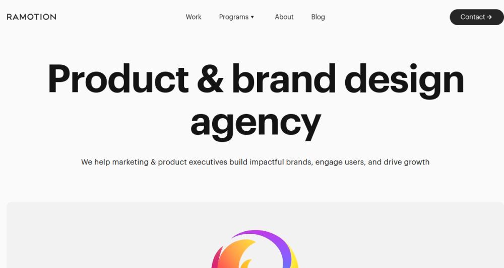 Screenshot of the Ramotion website homepage